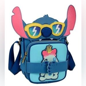 LOUNGEFLY DISNEY STITCH BEACH DAY CROSSBUDDIES BAG CROSSBODY PASSPORT
